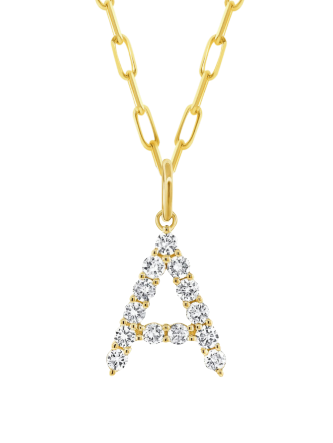 Diamond Initial Pendant Necklace 14K