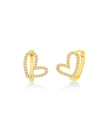 Hailey Heart Huggie Earrings 14K