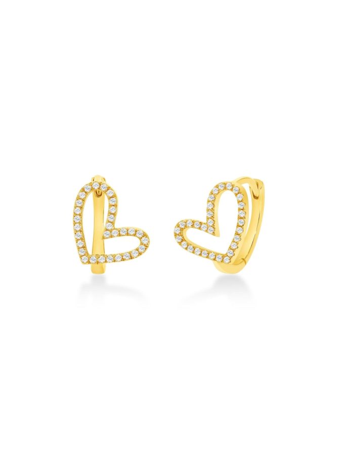 Hailey Heart Huggie Earrings 14K