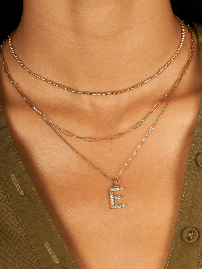 Diamond Initial Pendant Necklace 14K