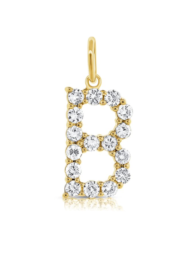 Diamond Initial Pendant Necklace 14K