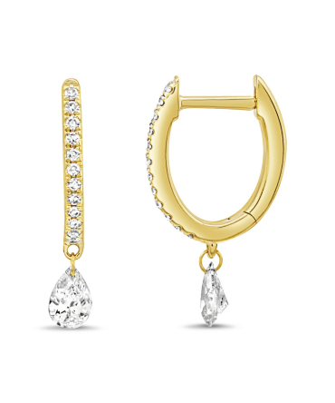 Floating Diamond Huggie Earrings 14K