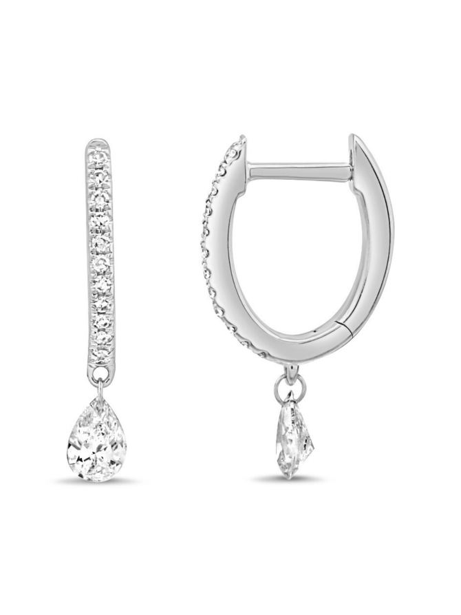 Floating Diamond Huggie Earrings 14K