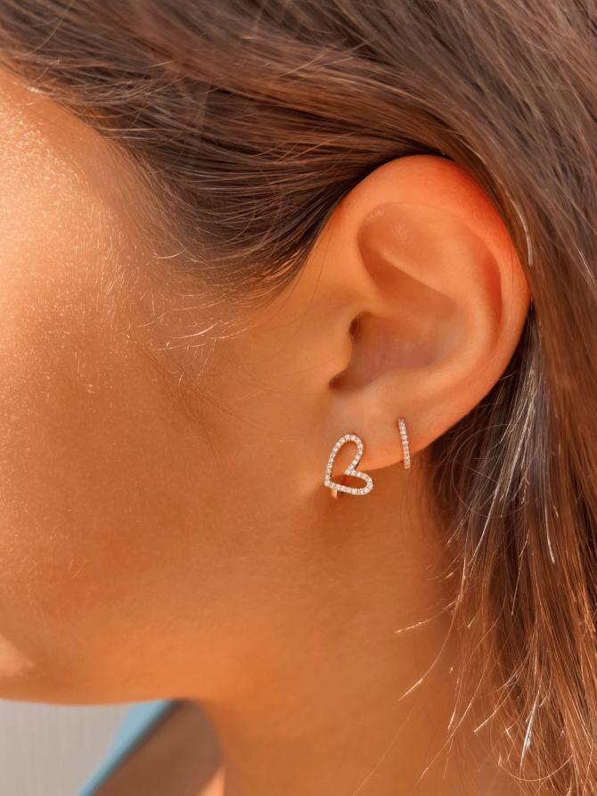 Hailey Heart Huggie Earrings 14K