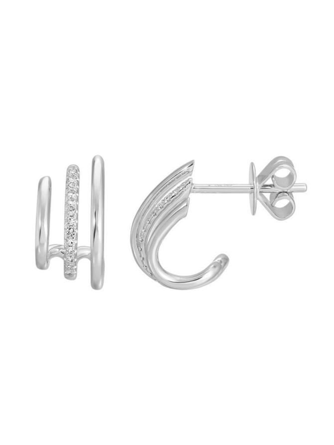 Lauren Triple Hoop Huggie Earring 14K